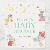 Fancy Circus Carnaval Animals Baby shower Wijn Etiket (Enkel label)