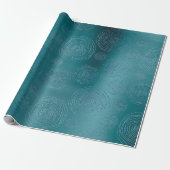Fancy cirkels Blauwgroen blauwe marinespiraal Cadeaupapier (Uitgerold)