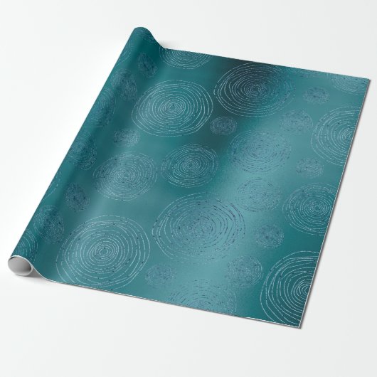 Fancy cirkels Blauwgroen blauwe marinespiraal Cadeaupapier (Uitgerold)