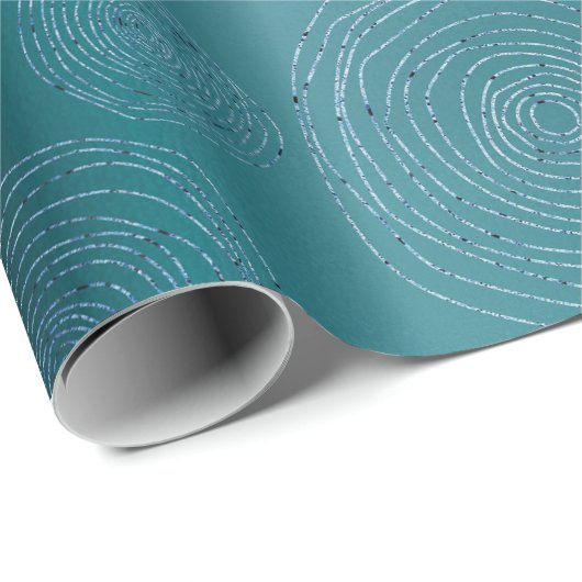 Fancy cirkels Blauwgroen blauwe marinespiraal Cadeaupapier (Rol Hoek)