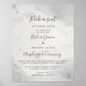 Fancy Classic Brown Wedding Unplugged Ceremony Poster (Voorkant)