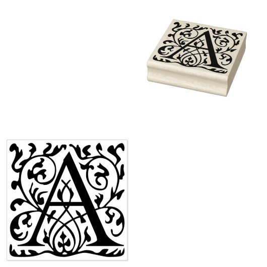 Fancy  Classic Family Monogram Naam Letter A Rubberstempel (Gestempeld)