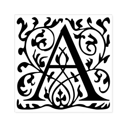 Fancy  Classic Family Monogram Naam Letter A Rubberstempel (Afrduk)