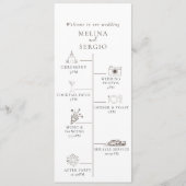 Fancy Classic Flowers tijdlijn bruiloft Programmakaart (Voorkant)