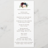 Fancy Classic Flowers tijdlijn bruiloft Programmakaart (Achterkant)