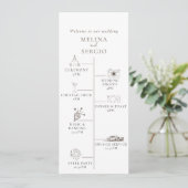 Fancy Classic Flowers tijdlijn bruiloft Programmakaart (Staand voorkant)