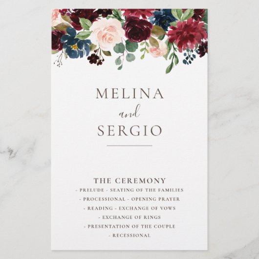 Fancy Classic Flowers Wedding-programma (Voorkant)