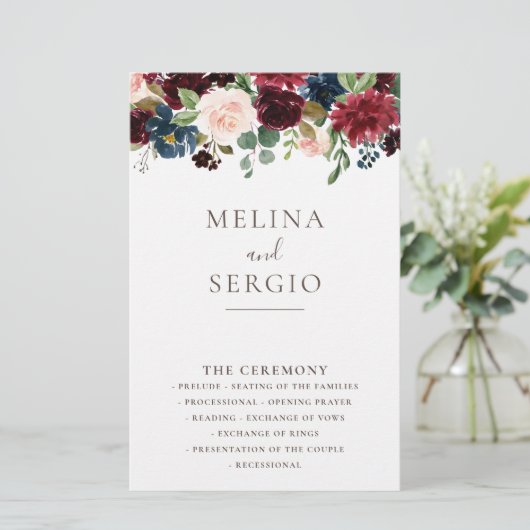 Fancy Classic Flowers Wedding-programma (Staand voorkant)