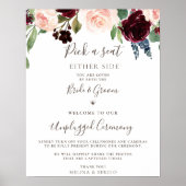 Fancy Classic Flowers Wedding Unplugged Ceremony Poster (Voorkant)