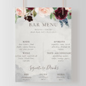 Fancy Classic Rose Pioen bloemen Trouw Bar Menu Poster
