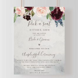 Fancy Classic Rozen Wedding Unplugged Ceremony Poster