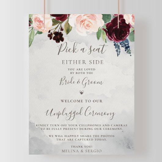 Fancy Classic Rozen Wedding Unplugged Ceremony Poster