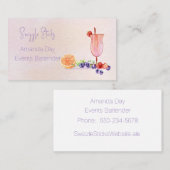 Fancy Cocktail Watercolor Bartender Business Card Visitekaartje (Voorkant / Achterkant)