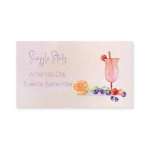 Fancy Cocktail Watercolor Bartender Business Card
