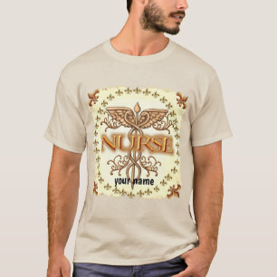 Fancy Copper Caduceus aangepaste verpleegkundigen  T-shirt