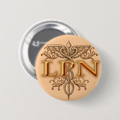 Fancy Copper Caduceus LPN Nurse Ronde Button 5,7 Cm (Voorkant /achterkant)