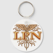 Fancy Copper Caduceus LPN Nurse Sleutelhanger (Voorkant)
