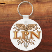 Fancy Copper Caduceus LPN Nurse Sleutelhanger (Voorkant)