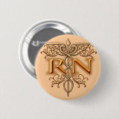 Fancy Copper Caduceus RN Nurse custom namepin Ronde Button 5,7 Cm (Voorkant /achterkant)