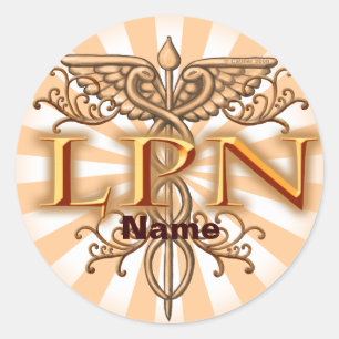 Fancy Copper LPN Nurse Caduceus Ronde Sticker