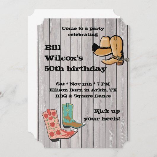Fancy Cowboy Boots Party uitnodiging (Voorkant / Achterkant)