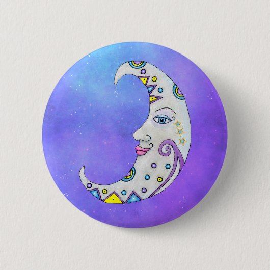 Fancy Crescent Moon Face Bright Abstracte vormen Ronde Button 5,7 Cm (Voorkant)