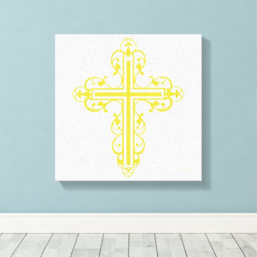 Fancy Cross Design No. 10 Cream Canvas Afdruk (Insitu (Houten vloer))