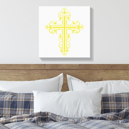 Fancy Cross Design No. 10 Cream Canvas Afdruk (Insitu (Slaapkamer))