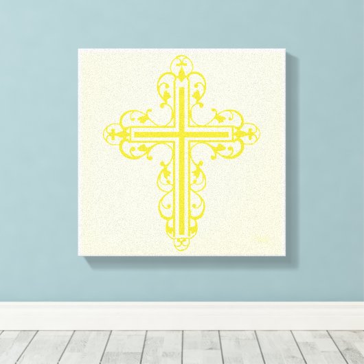 Fancy Cross Design No. 11 Cream Canvas Afdruk (Insitu (Houten vloer))