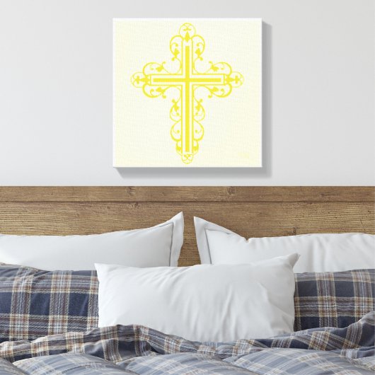 Fancy Cross Design No. 11 Cream Canvas Afdruk (Insitu (Slaapkamer))