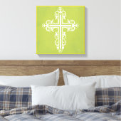 Fancy Cross Design No. 12 Cream Canvas Afdruk (Insitu (Slaapkamer))