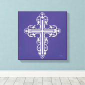 Fancy Cross Design No. 8 Paarse Canvas Afdruk (Insitu (Houten vloer))