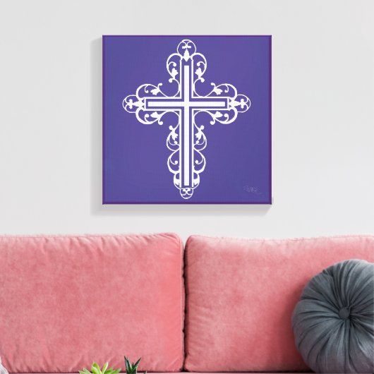 Fancy Cross Design No. 8 Paarse Canvas Afdruk (Insitu (Woonkamer))