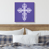 Fancy Cross Design No. 8 Paarse Canvas Afdruk (Insitu (Slaapkamer))