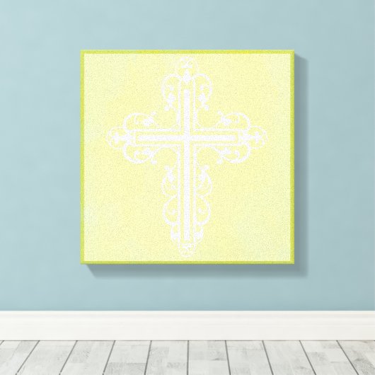 Fancy Cross Design No. 9 Cream Canvas Afdruk (Insitu (Houten vloer))