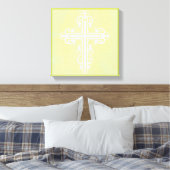 Fancy Cross Design No. 9 Cream Canvas Afdruk (Insitu (Slaapkamer))