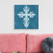 Fancy Cross Design Nr. 13 Blauw Canvas Afdruk (Insitu (Woonkamer))