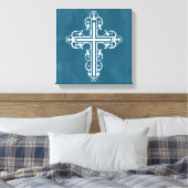 Fancy Cross Design Nr. 13 Blauw Canvas Afdruk (Insitu (Slaapkamer))