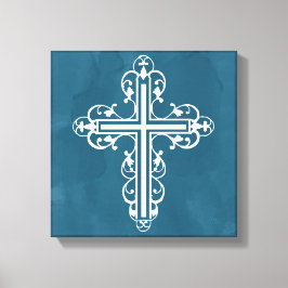Fancy Cross Design Nr. 13 Blauw Canvas Afdruk