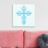 Fancy Cross Design Nr. 14 Blauw Canvas Afdruk (Insitu (Woonkamer))