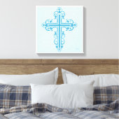 Fancy Cross Design Nr. 14 Blauw Canvas Afdruk (Insitu (Slaapkamer))