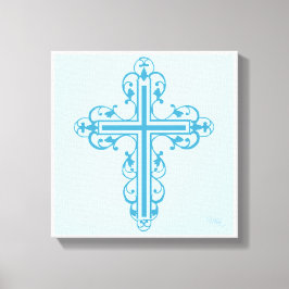 Fancy Cross Design Nr. 14 Blauw Canvas Afdruk