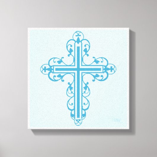 Fancy Cross Design Nr. 14 Blauw Canvas Afdruk (Voorkant)