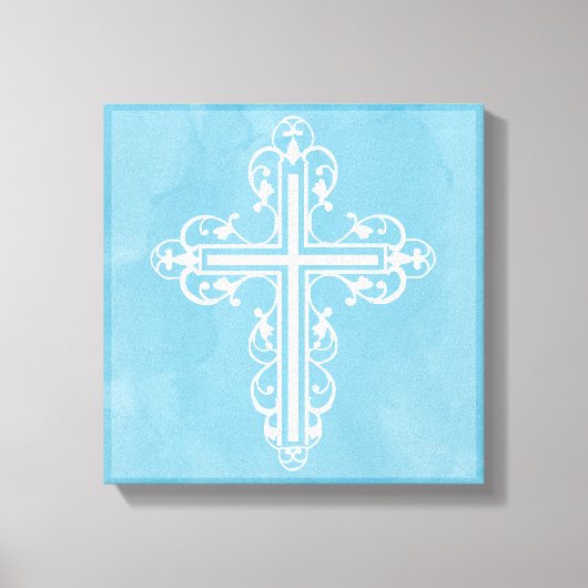 Fancy Cross Design Nr. 15 Blauw Canvas Afdruk (Voorkant)