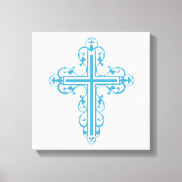 Fancy Cross Design Nr. 16 Blauw Canvas Afdruk