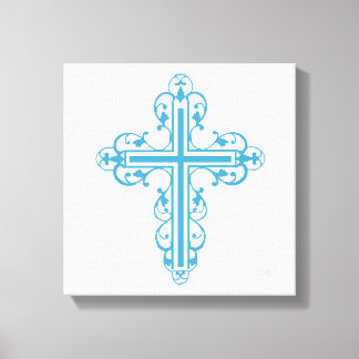 Fancy Cross Design Nr. 16 Blauw Canvas Afdruk