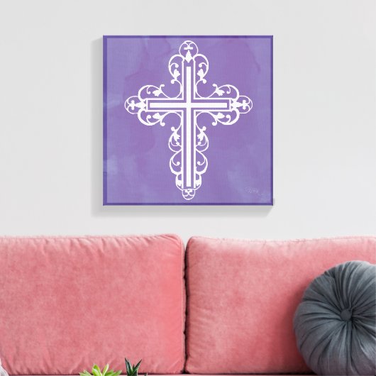 Fancy Cross Design Nr. 5 Paarse Canvas Afdruk (Insitu (Woonkamer))