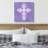Fancy Cross Design Nr. 5 Paarse Canvas Afdruk (Insitu (Slaapkamer))
