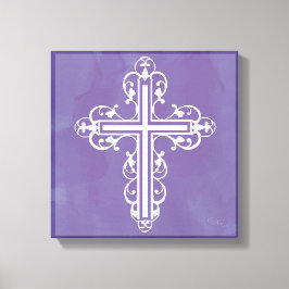 Fancy Cross Design Nr. 5 Paarse Canvas Afdruk
