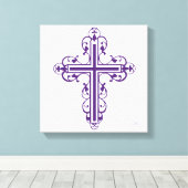 Fancy Cross Design Nr. 6 Paarse Canvas Afdruk (Insitu (Houten vloer))
